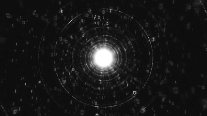 Hypnotic 3d render of a monochrome digital data tunnel for modern and minimalist productions, 4k.