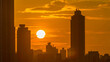 Sunset and silhouettes of buildings timelapse. Hong Kong