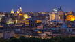 Panoramic view of historic center day to night timelapse of Rome, Italy