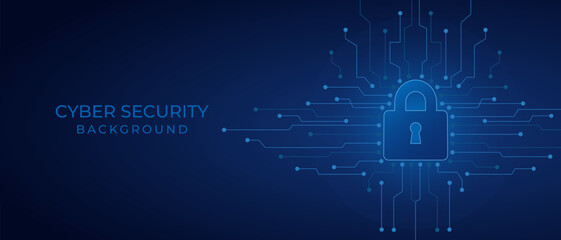 Padlock on circuit board. Secure system and network protection technology concept. Cyber security technology futuristic background. Vector illustration design for banner and template.