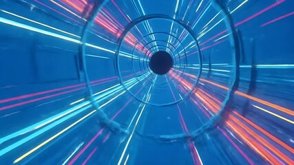 Abstract Background: Tunnel Blue Light Rays Pattern Color