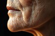 © dgete - close-up of deeply wrinkled skin on the lower face and neck showing detailed texture and aging