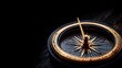 © dgete - Close-up of a gold and black vintage compass with detailed direction markings on a dark wooden surface, evoking exploration and navigation