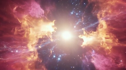 Wall Mural - Abstract Background Pink Orange Nebula Cosmic Galaxy Space View