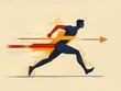 © oppo - Dynamic illustration of a person sprinting forward with an arrow passing through their body, symbolizing speed, determination, and focus