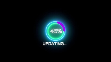 Update progress bar loading ico animation. software installation symbols, system update, operating system upgrade, digital download process on black background.