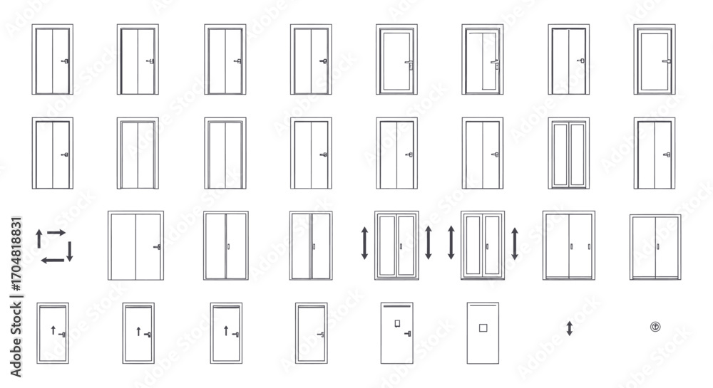 Image vectorielle Stock Door plan icons architectural blueprints ...