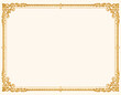 © Reni - Luxurious gold vintage border with ornate scroll details on an isolated cream background, an elegant template for diplomas and official announcements