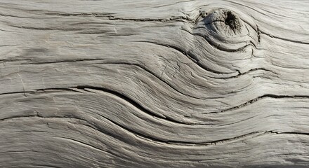Wood texture light gray patterned with cracks and a distinct knot on the upper right side