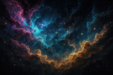 Wall Mural - Iridescent cosmic storm swirling luminous nebulas and starfields contrast of blazing plasma and icy void ethereal space art for science wallpapers