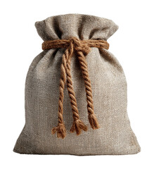 Collecting treasures burlap sack full of goods rustic isolated on transparent background