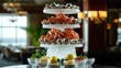© Igor - Seafood tasting menu displayed on spectacular ice sculpture tower featuring premium shellfish varieties with gourmet sauces and fresh garnishes in luxury dining setting