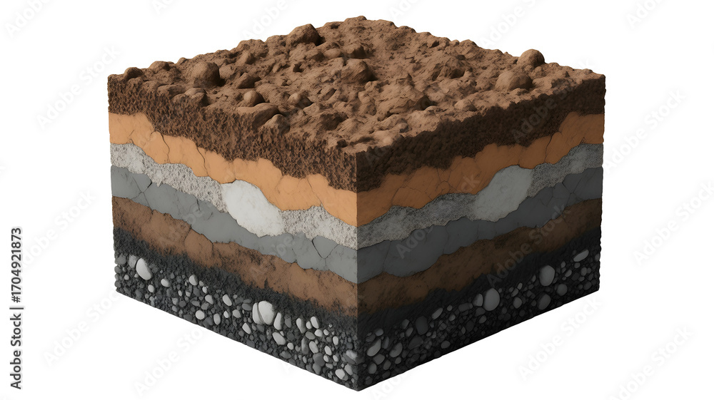 Detailed cross-section showcasing soil layers and geological ...