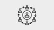 © Designs to Display - Illustration of a group of people icons surrounding a central figure with circular arrows around them