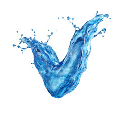 Wall Mural - Dynamic blue water splash forming abstract shape against a clear transparent surface