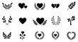 © Tm Studio - heart symbols intertwined with laurel wreaths and floral elements
