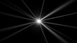 © Viktor_D - Black-and-white laser beams radiate dramatically from a blinding light source, piercing the darkness with abstract energy.