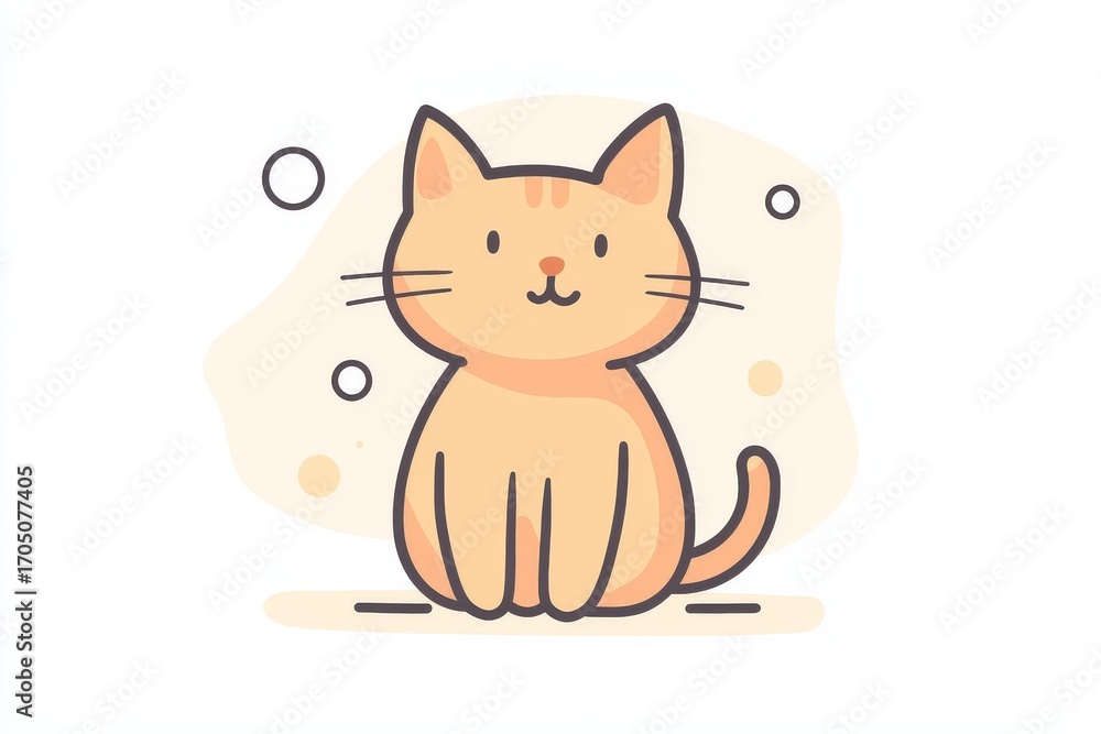Cute minimalist cartoon cat line drawing coloring page for kids with ...