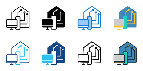 Computer lab icon set multiple style collection 
