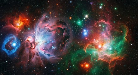 Wall Mural - Vibrant cosmic nebula with swirling clouds of gas and dust amidst twinkling stars