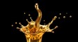 © pangestu - Golden liquid splash, crown-shaped on dark backdrop