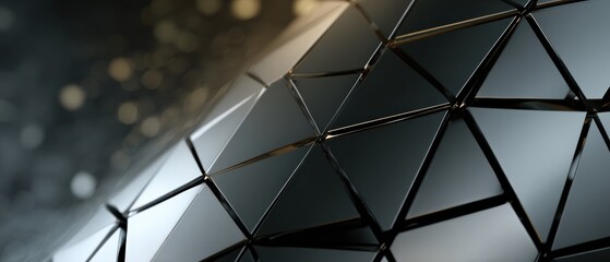 Wall Mural - abstract geometric background with dark triangles and golden lines, creating a modern and futuristic