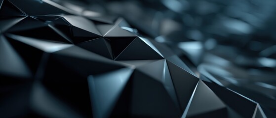 Wall Mural - abstract dark blue polygonal surface with sharp geometric edges and blurred background, creating a m