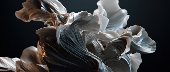 Wall Mural - abstract flowing silk fabric in white and gray tones, dynamic wave pattern with smooth texture conce