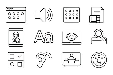 Wall Mural - Accessibility, usability outline icon set. web, interface, user-friendly icons line collection