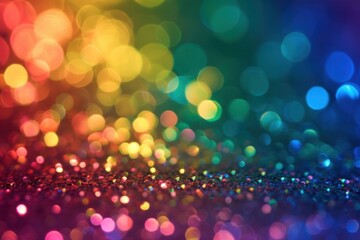 Wall Mural - rainbow glitter light bokeh backgrounds illuminated celebration.