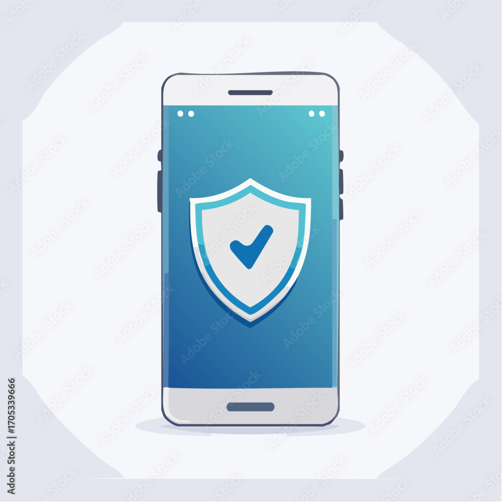 Smartphone Display Showing Security Shield Icon 1.