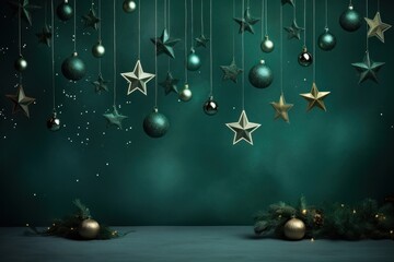 Wall Mural - Green background christmas decoration christmas decorations.