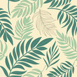 © Stock - Vector art of seamless pattern of tropical leaves on a light background vector illustration of exotic plants botanical wallpaper