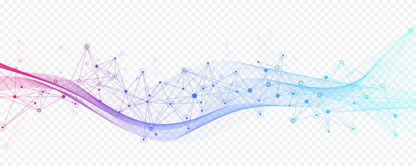 Abstract tech network connection dots. Digital technology and big data analysis background. White background with plexus lines. Geometric background with abstract mesh