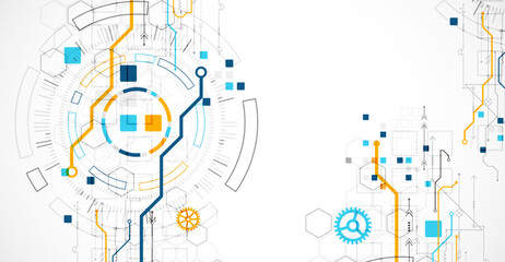 Wall Mural - abstract background. scientific and technological concept with the use of technical elements formed 