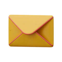Wall Mural - 3D rendered yellow envelope with shadow and pink trim isolated on white background