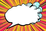 Retro comic style steam explosion bursting from a speech bubble, vibrant colors, shapes, retro style