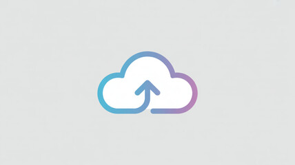 A gradient cloud icon with an upward pointing arrow inside, symbolizing cloud storage and data upload