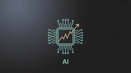 Artificial intelligence chip with an upward trend line, symbolizing growth and innovation in the tech industry