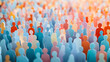 © tu - Abstract illustration of many people from different cultures and backgrounds gathered together, symbolizing human diversity, community, inclusion, and multicultural unity in modern design