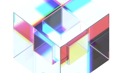Wall Mural - Abstract iridescent background, geometric design, 3d render