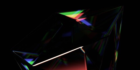 Wall Mural - abstract iridescent background, colorful reflections and refractions on glass surface, 3d render
