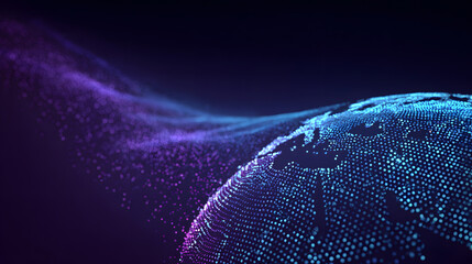Digital technology digital with background dots and blue world globe made of gradient on concept purple dark data transfer background, Generative AI 17862435 1