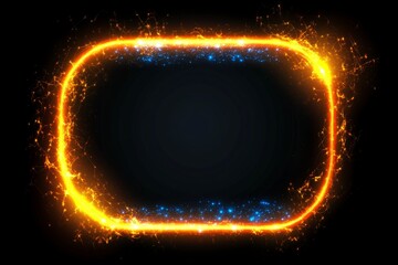 Wall Mural - abstract neon burning glow border display, futuristic electric edge with sparkling lighting effects