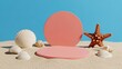© Imagine Stuff - Seashells starfish summer beach pink display stand product presentation mock up
