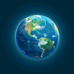 a vibrant and detailed illustration of planet earth floating in the dark expanse of space, showcasin