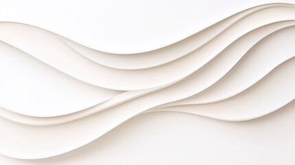 Wall Mural - Elegant Clean Minimalist Aesthetic with Soft Textured White Layered Abstract Waves Background Design