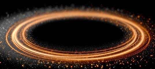 Wall Mural - elegant orange gradient light circle with sparkles in a modern futuristic design background
