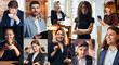 © master1305 - Collage of diverse professionals with neutral and confident expressions in business and casual styles. Concept of corporate flyers, HR campaigns, branding, publishing, education, emotional research.