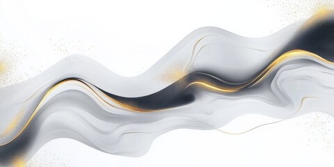 Canvas Print - elegant marble abstract background with golden reflections and flowing waves for modern design